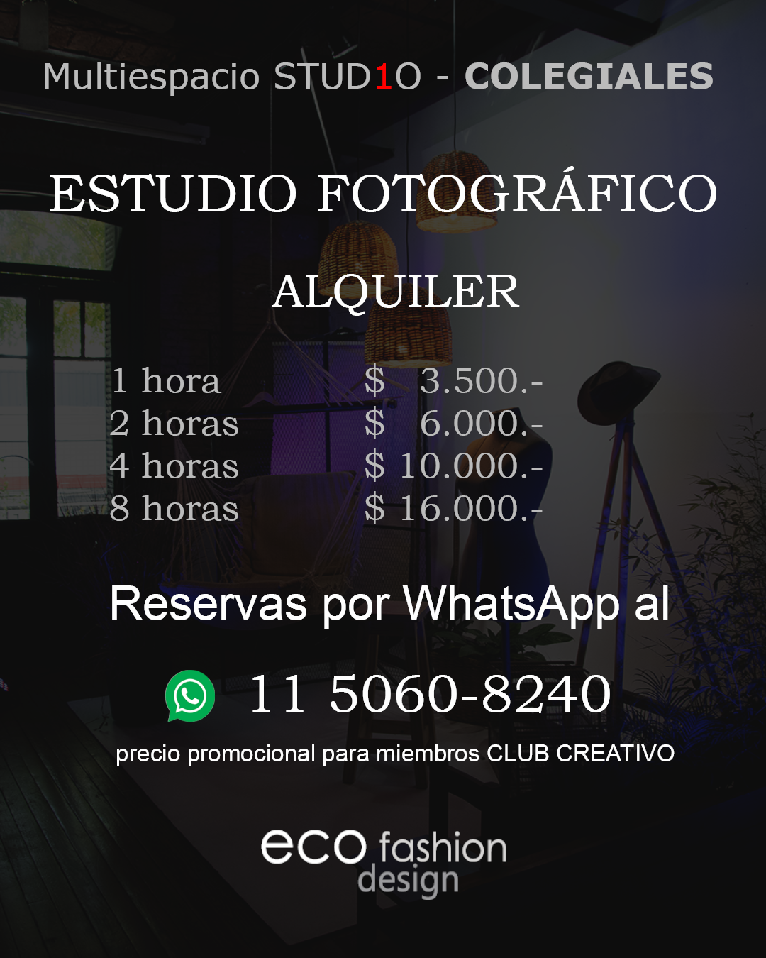 Multiespacio Studio 1 - Alquiler estudio fotográfico